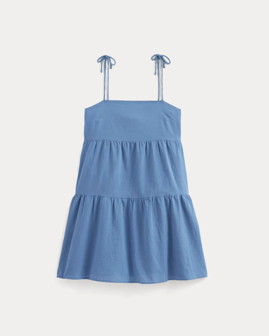 The Gauze Mini Tiered Dress | Soft Cobalt