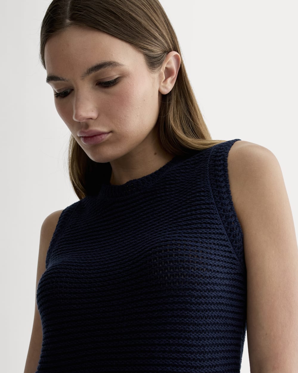 The Organic Cotton Open-Stitch Tank | Navy