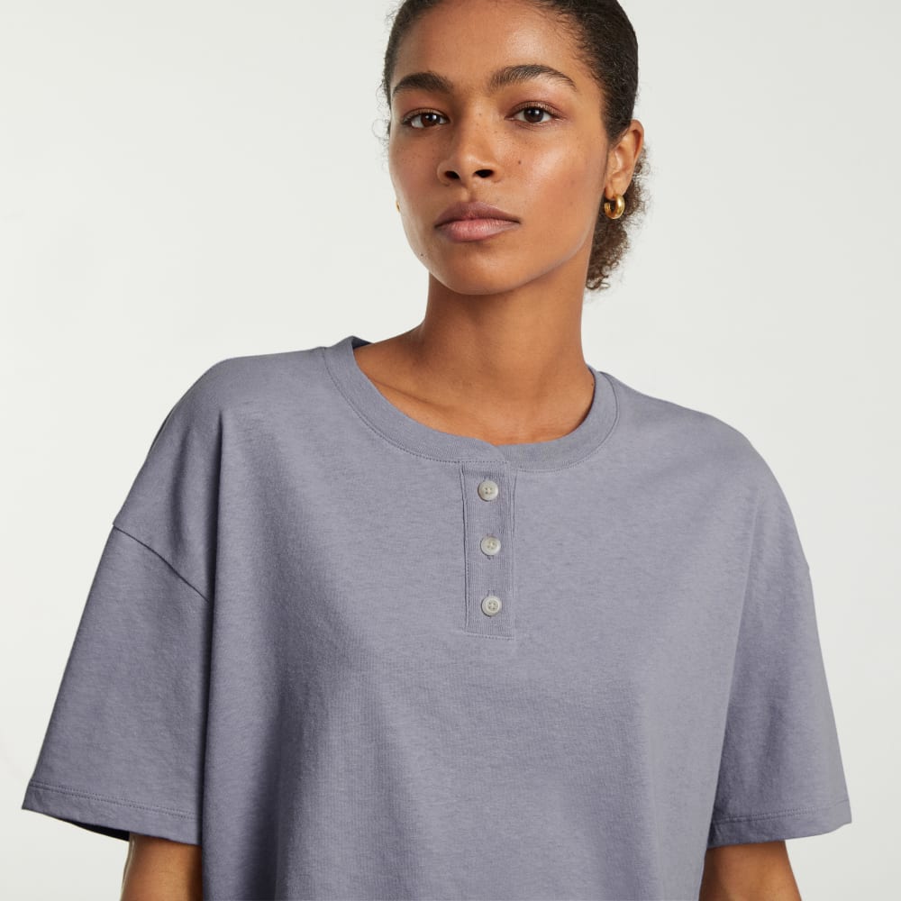 The Vintage Henley Hemp Tee | Lilac Grey