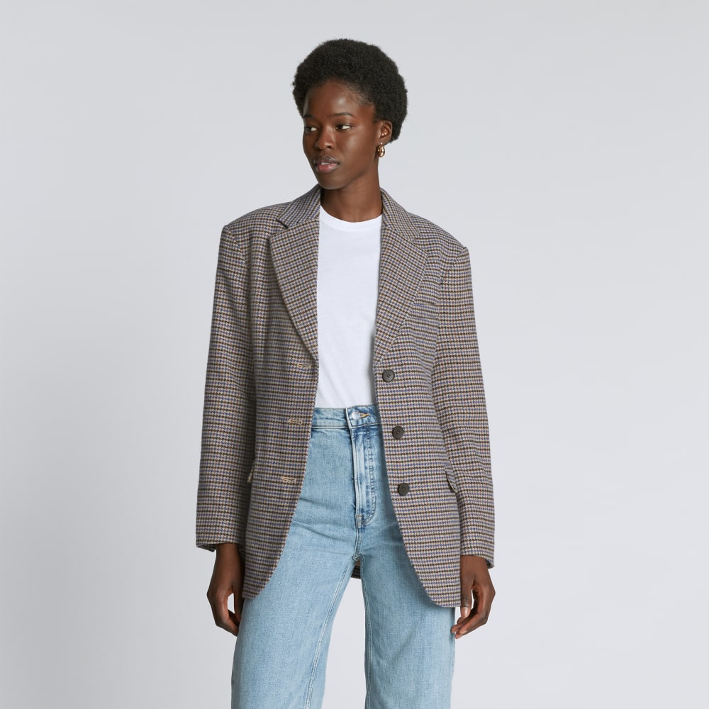 The ReWool® ’80s Blazer | Blue / Brown Houndstooth