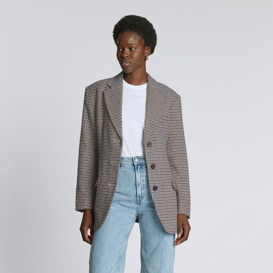 The ReWool® ’80s Blazer | Blue / Brown Houndstooth
