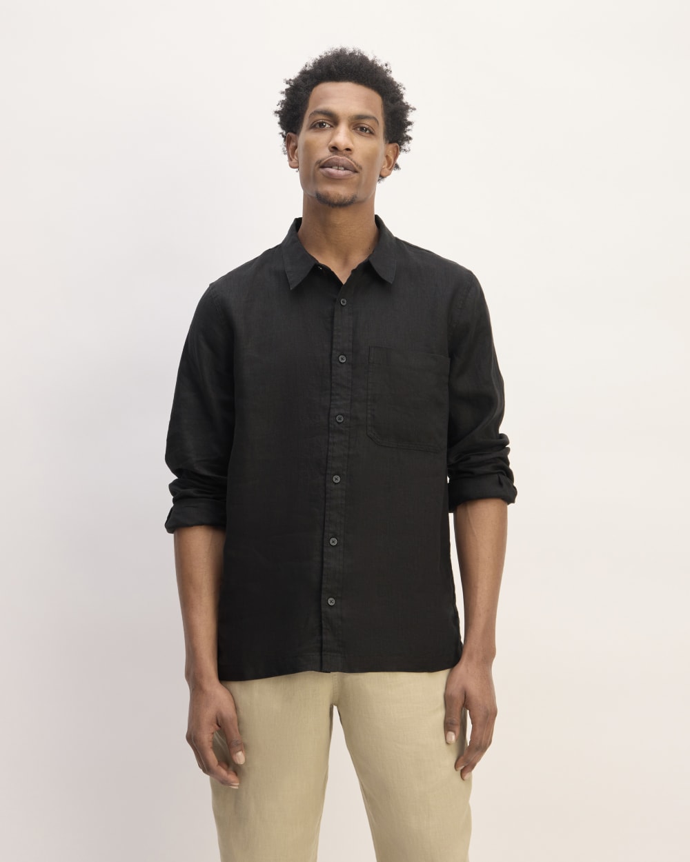 The Linen Straight Hem Shirt | Black