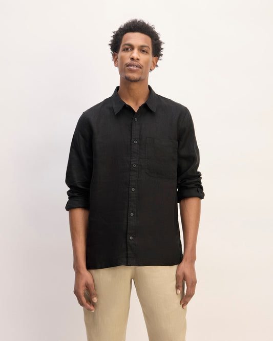 The Linen Straight Hem Shirt | Black