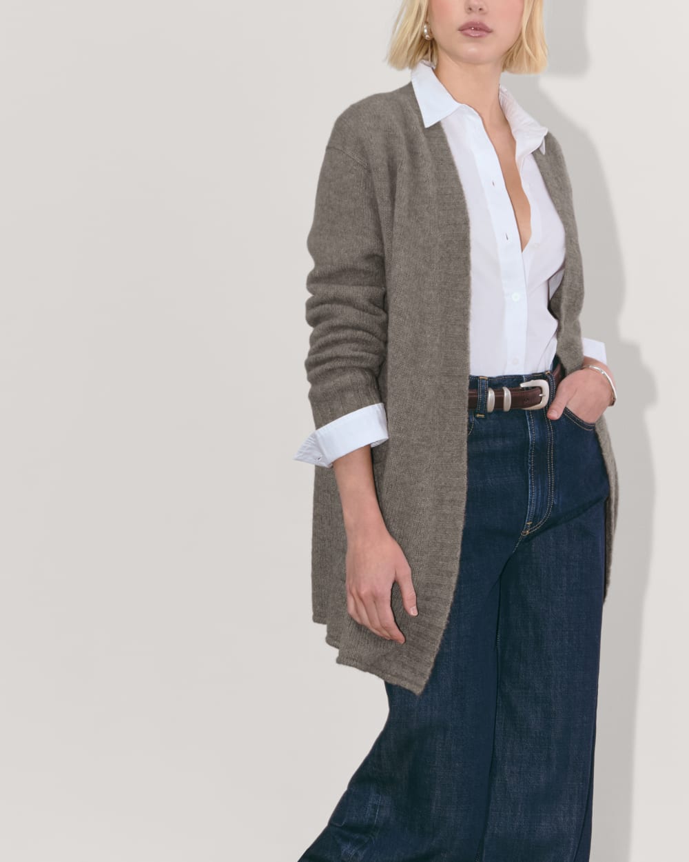 The Robe Cardigan in Alpaca | Taupe Melange