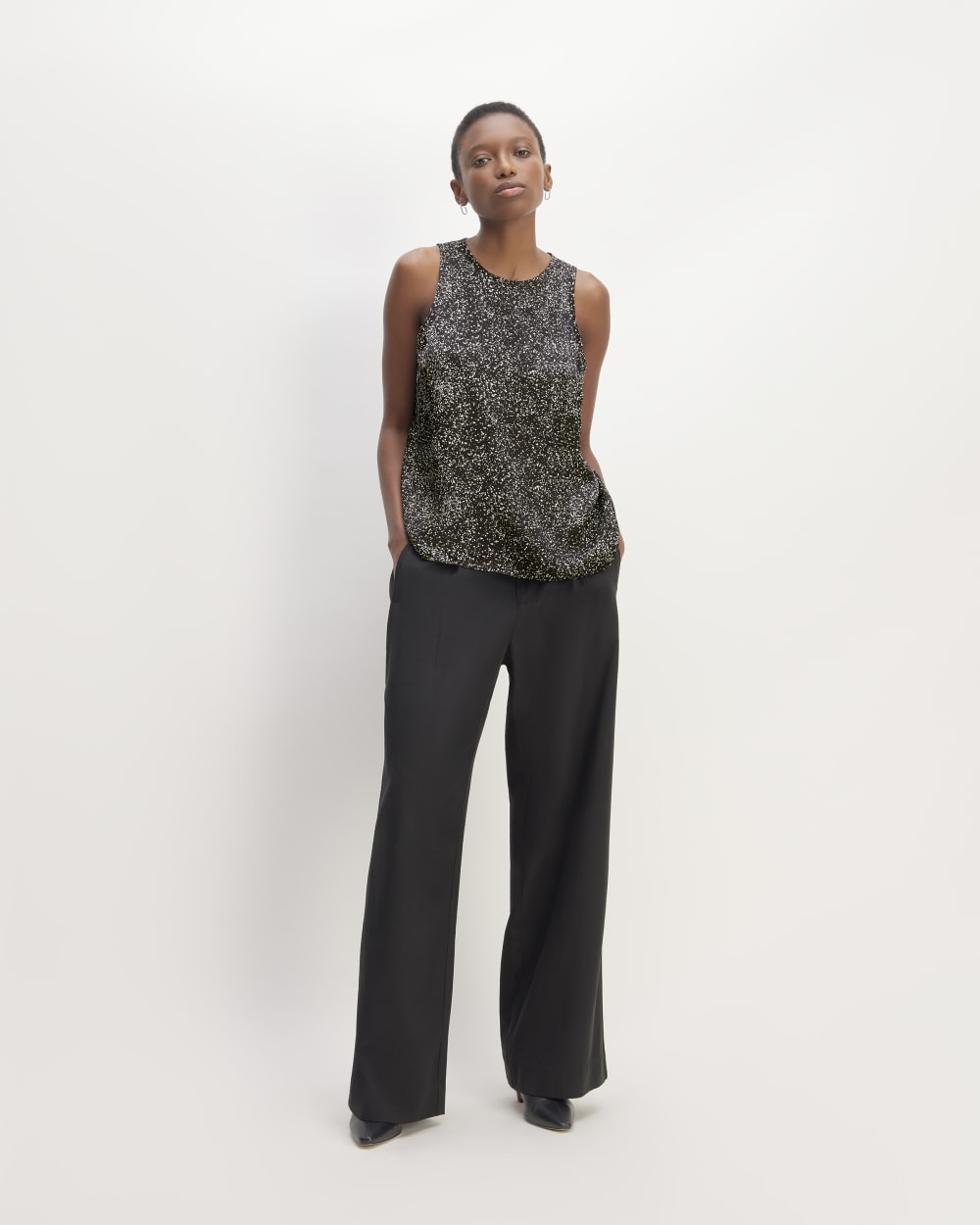 The Satin Racerback Top | Black Moonsplatter