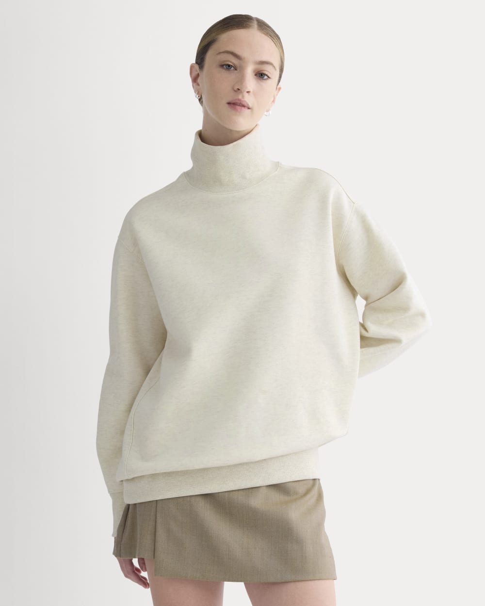 Luxe Fleece Turtleneck | Heathered Oat
