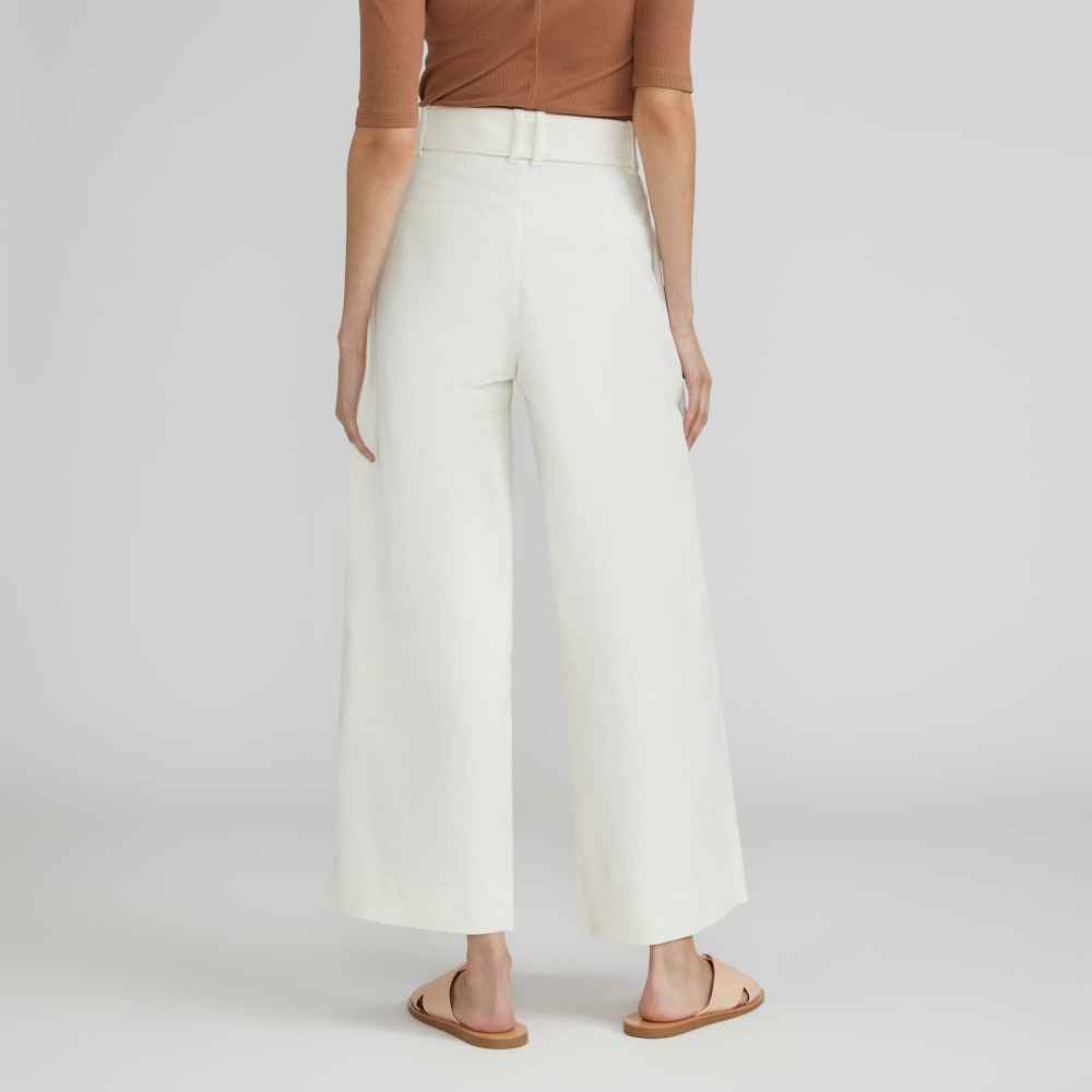 The Structured Cotton Belted Pant | Bone