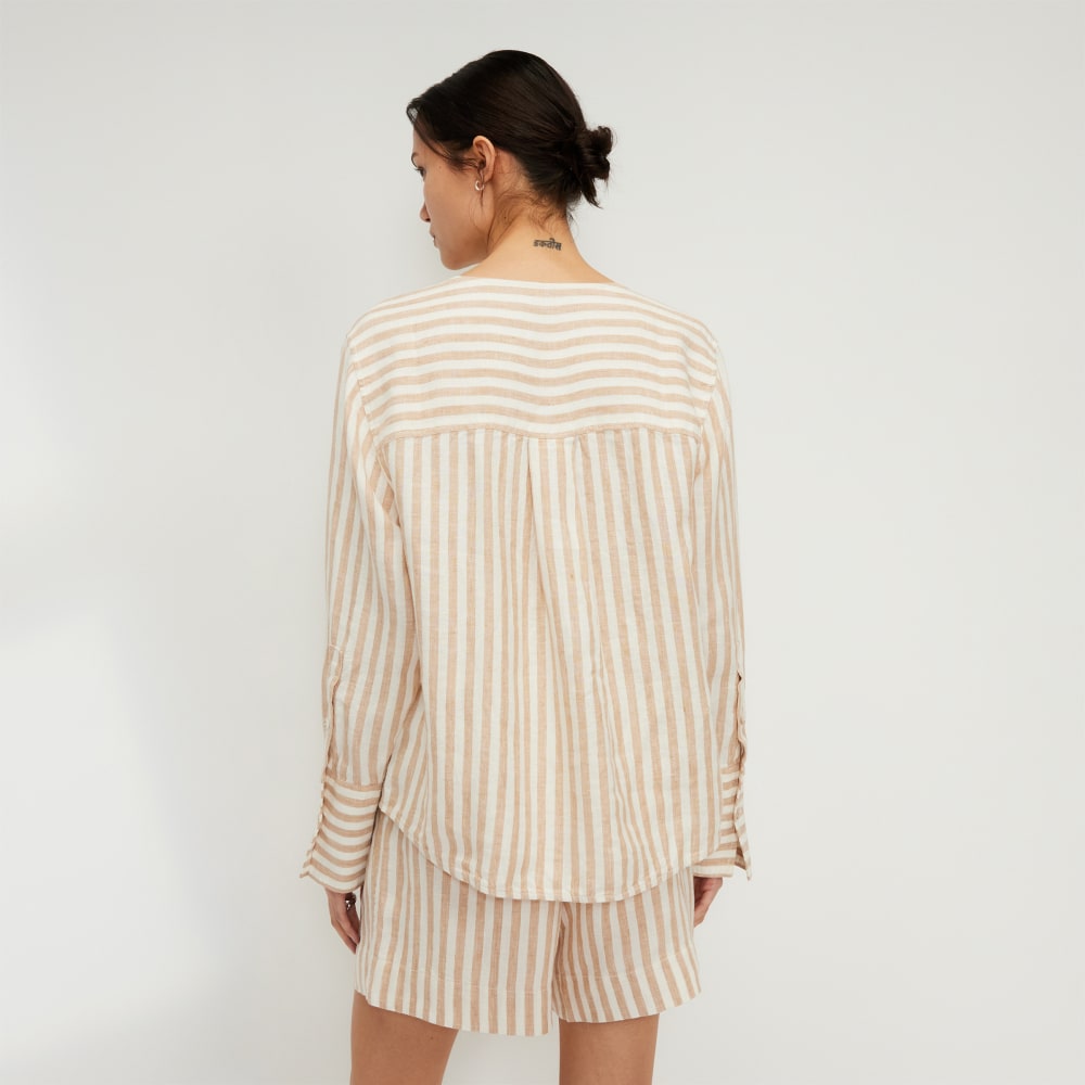 The Linen Popover Shirt | Bone / Caramel