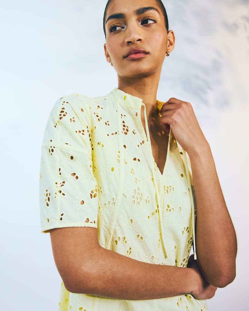 The Eyelet Midi Dress | Light Yellow