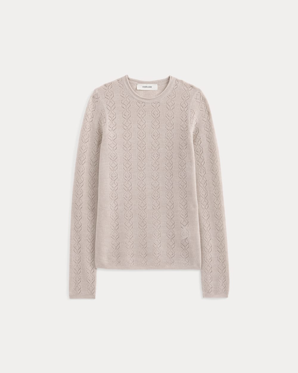 The Pointelle Crew in Ultrasoft Merino | Pale Blush