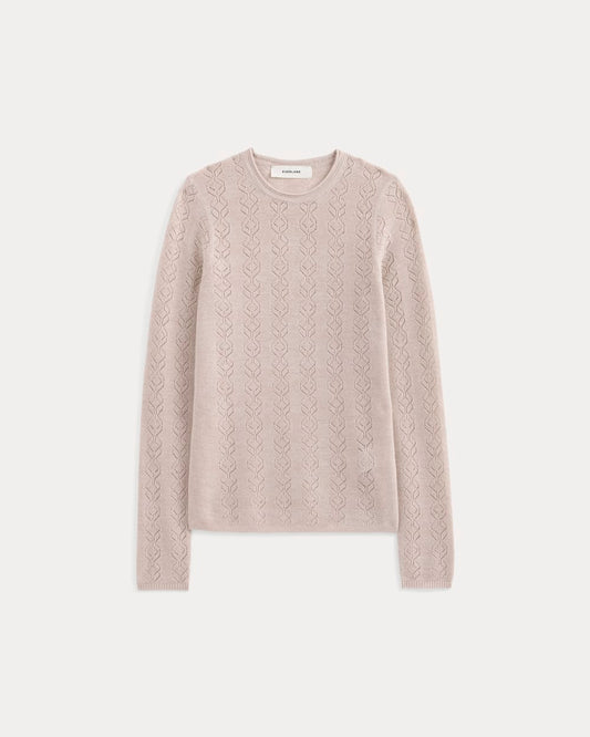 The Pointelle Crew in Ultrasoft Merino | Pale Blush