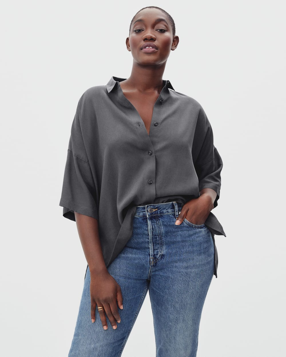The Drapey Square Shirt | Slate Grey
