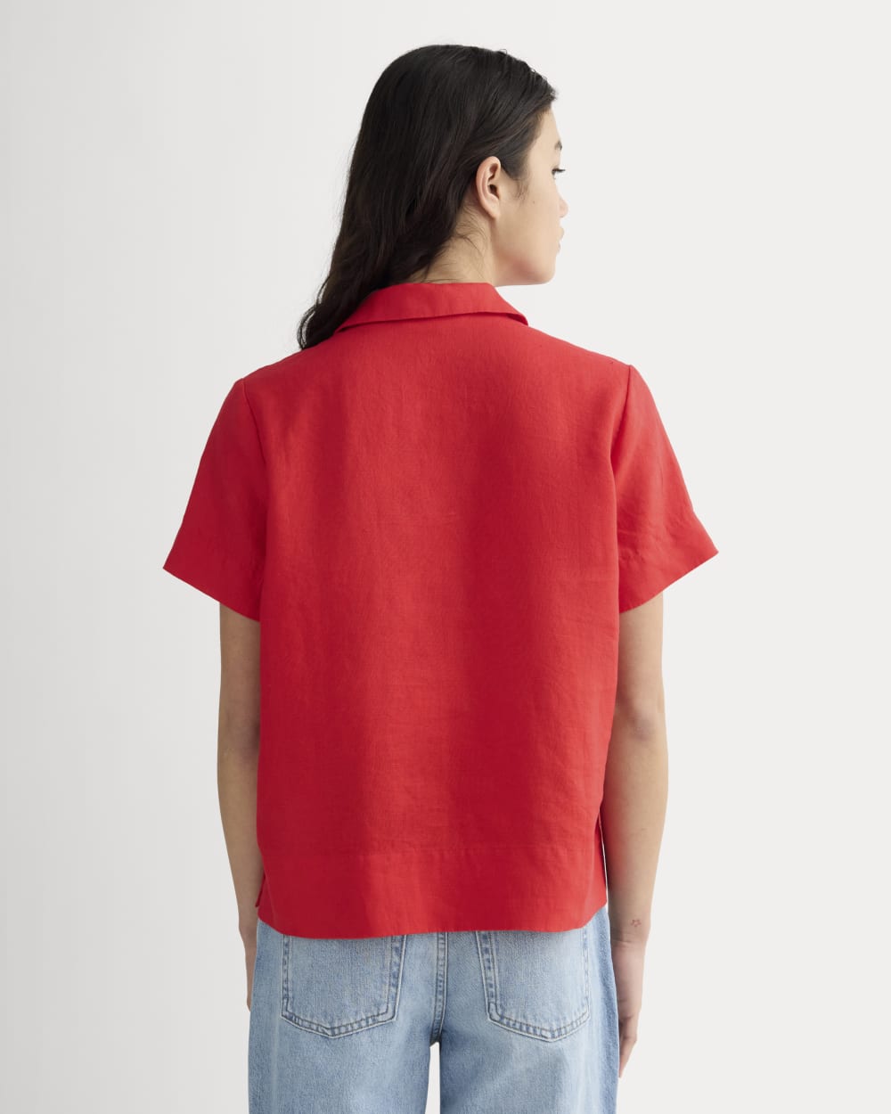 The Notch Shirt in Linen | Classic Red