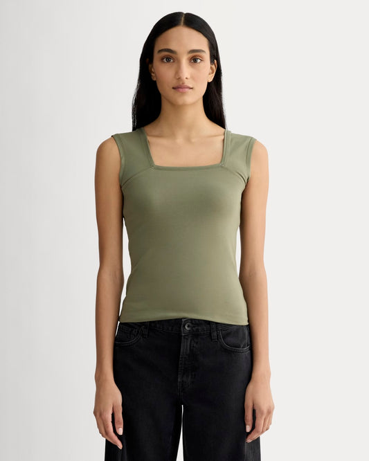 The Form Square-Neck Tank | Lichen Green