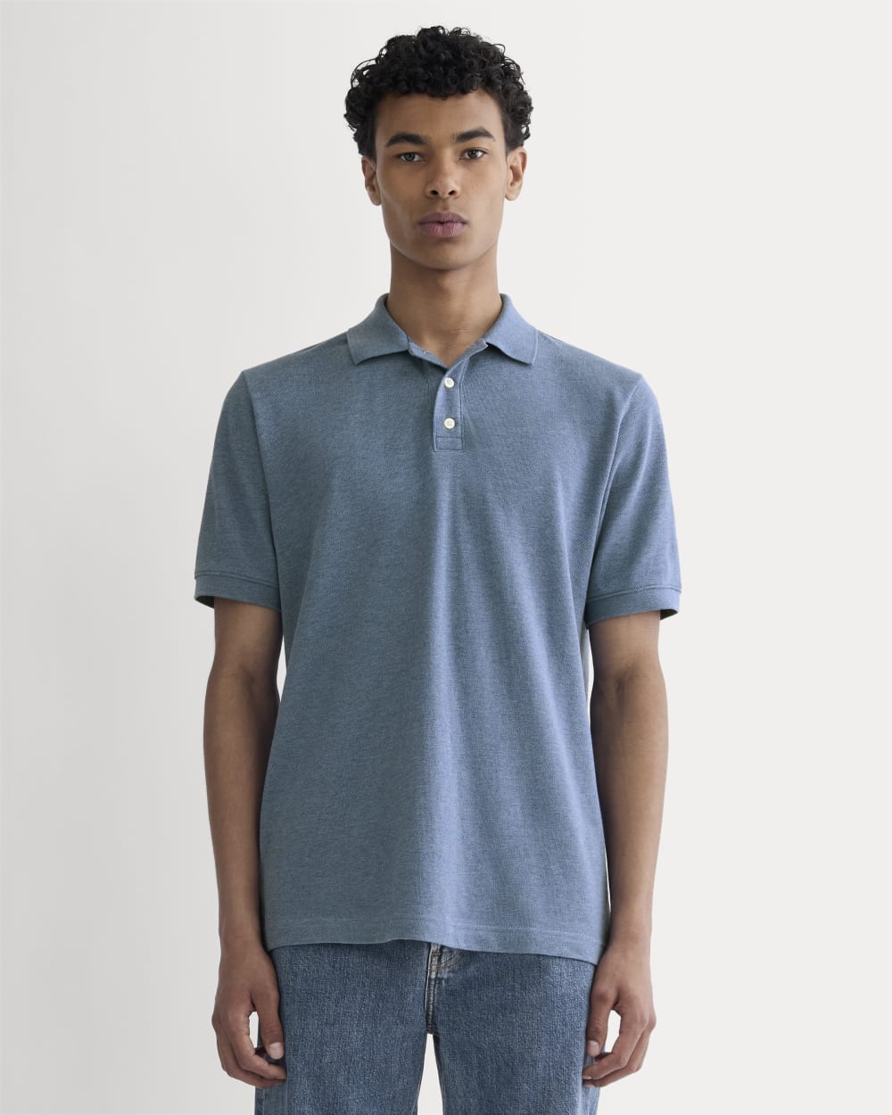 The Pique Polo | Heather Soft Cobalt