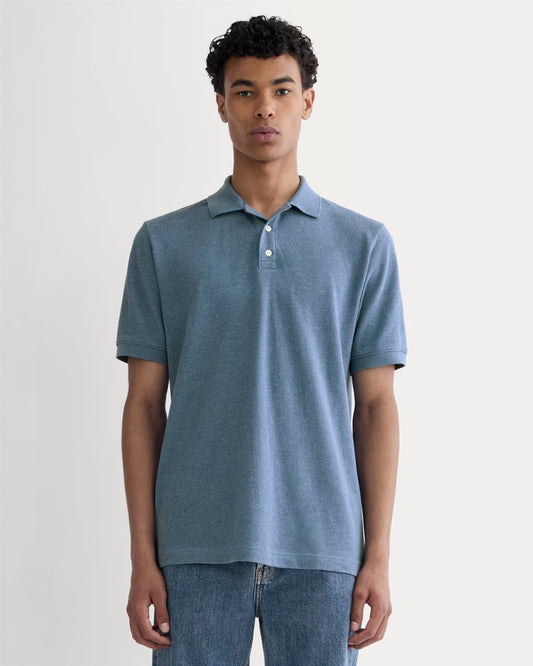 The Pique Polo | Heather Soft Cobalt