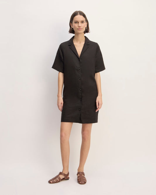The Shirtdress in Linen | Black