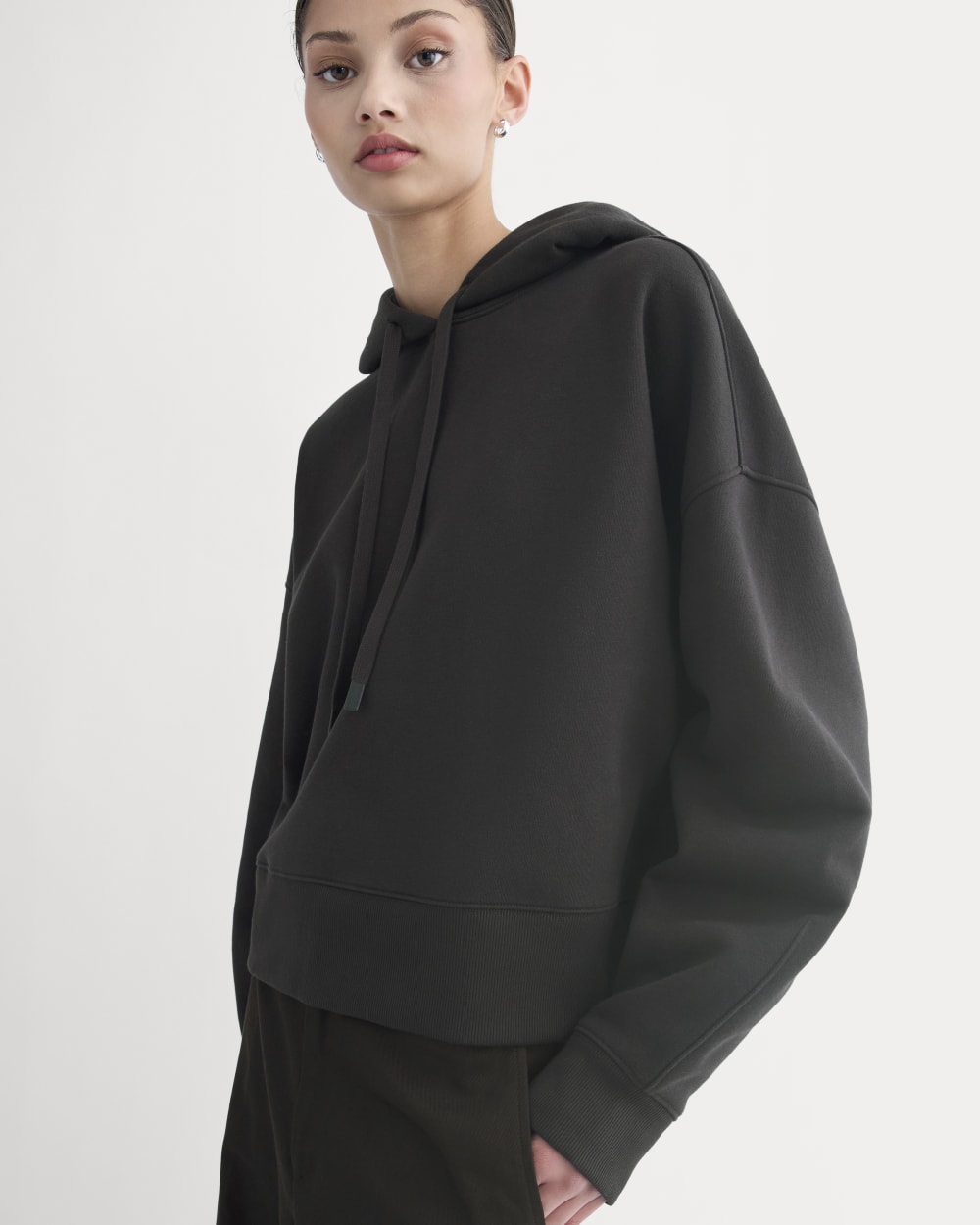 Cropped Luxe Fleece Hoodie | Black