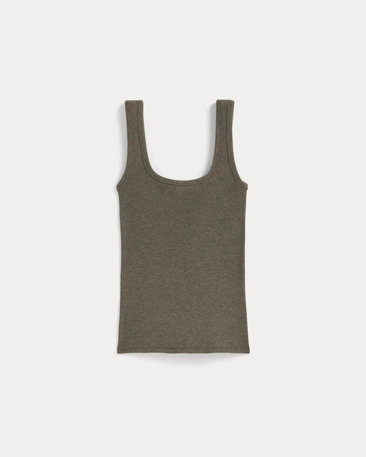 The Luxe Rib Square-Neck Tank | Heathered Fatigue