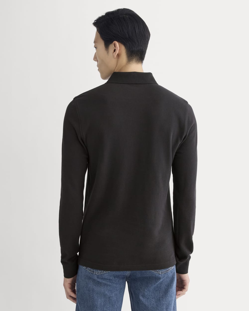 The Long-Sleeve Pique Polo | Black