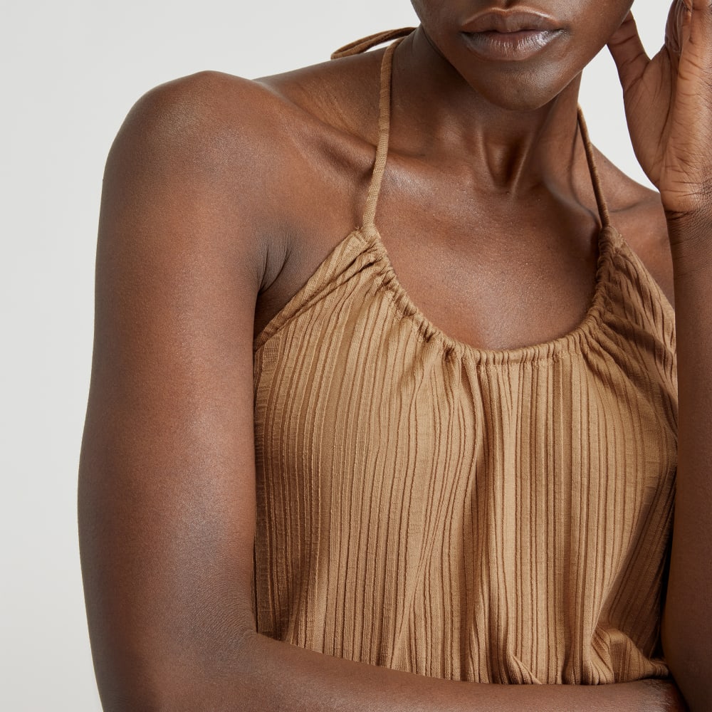 The Rib Soft Knit Halter Top | Caramel