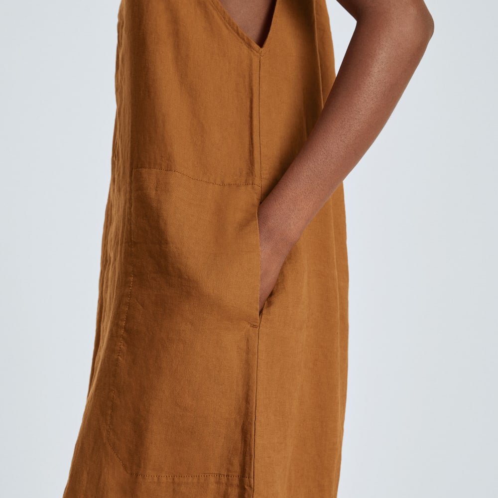 The Linen Apron Dress | Tawny Brown