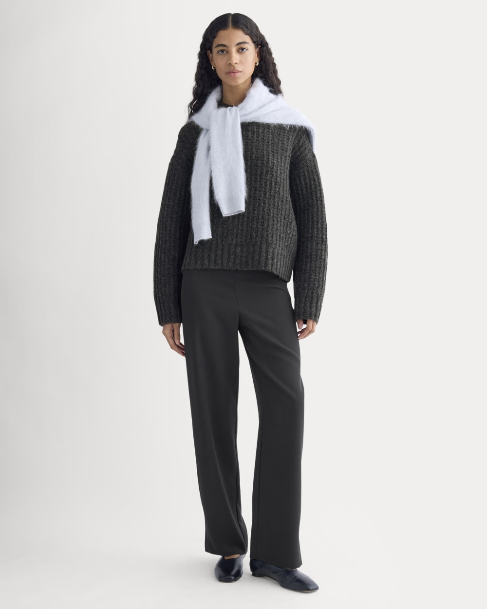 Waffle Sweater in Cloud | Heathered Soot