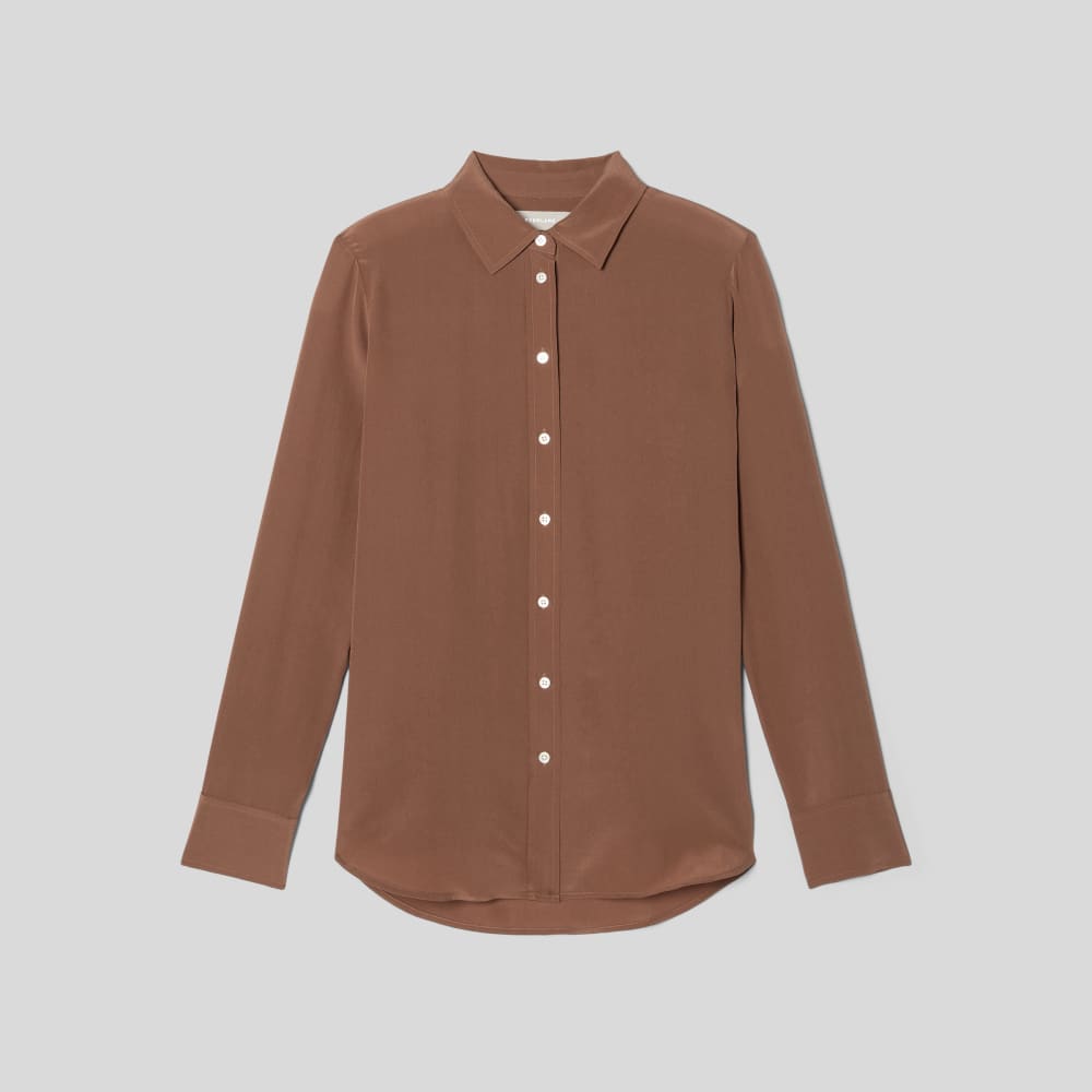 The Must-Have Shirt in Washable Silk | Carob Brown