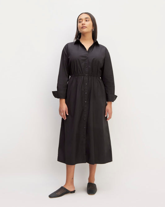 The Supima® Cotton Midi Shirt Dress | Black