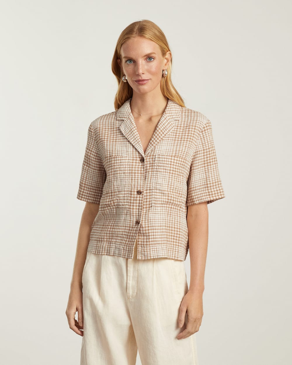 The Linen Workwear Shirt | Iced Coffee Grid