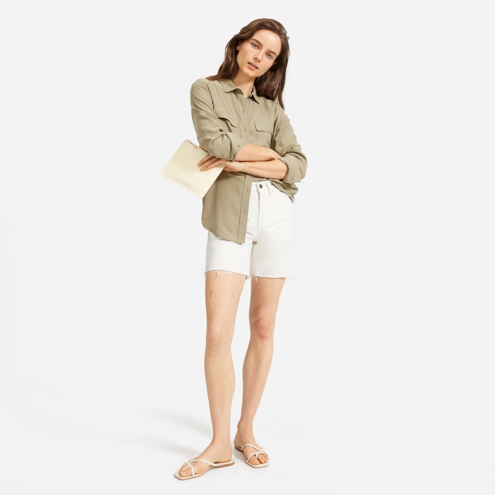The Washable Silk Relaxed Shirt  | Covert Green
