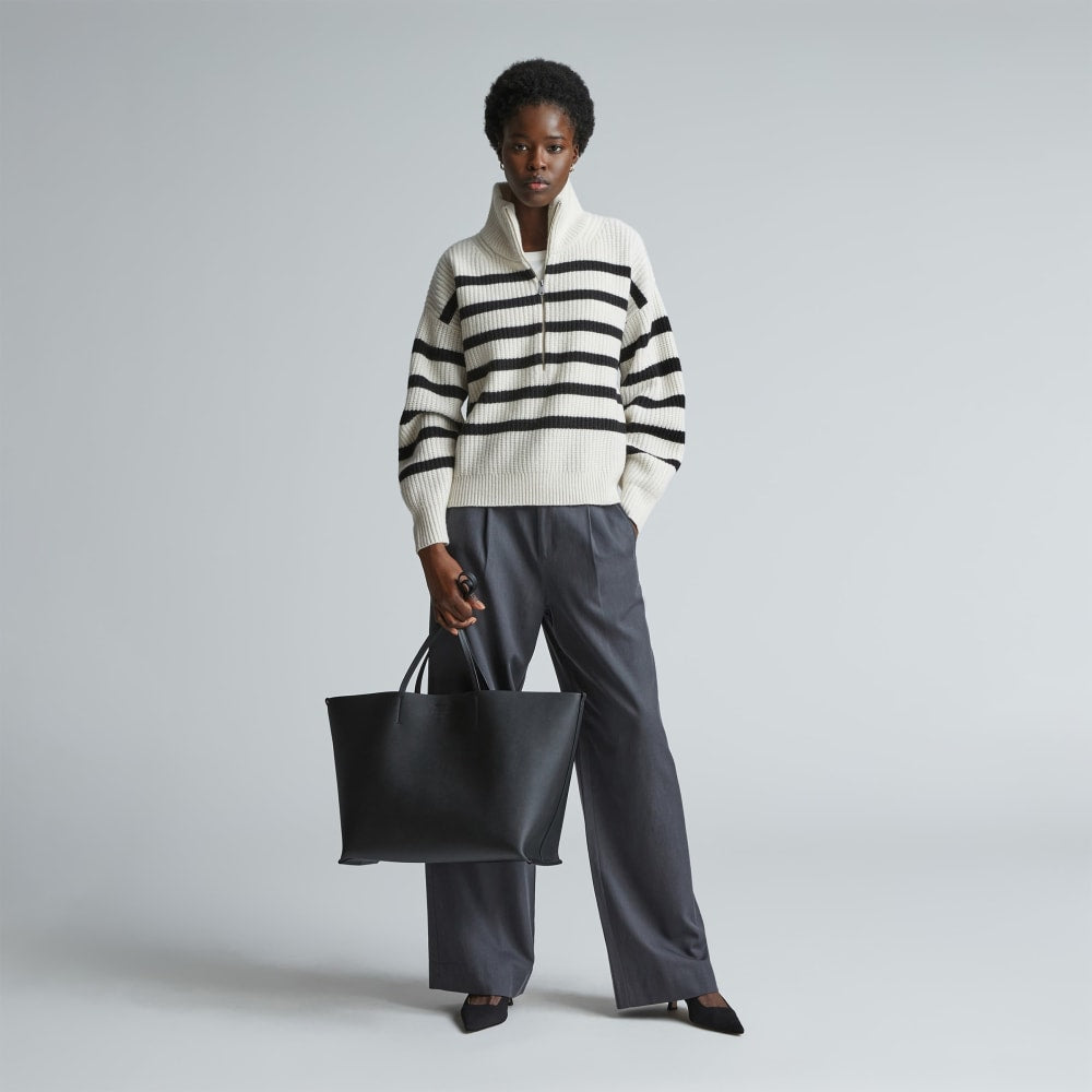 The Luxe Italian Leather Tote | Black