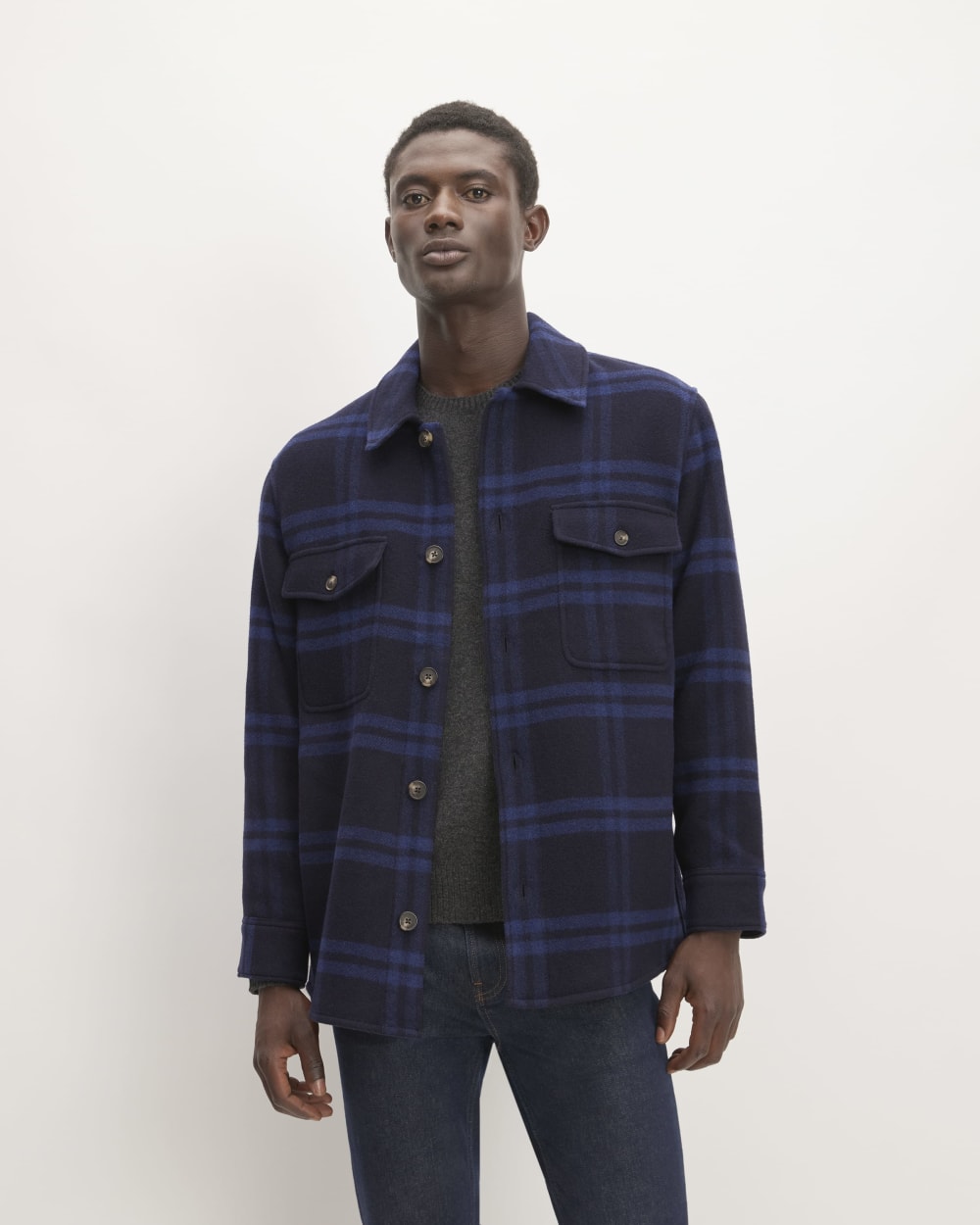 The ReWool® Oversized Shirt Jacket | Blue / Navy