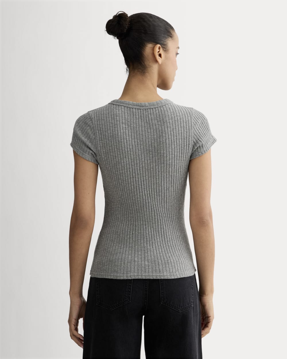 The Cozy Rib Tee | Mid Heather Grey
