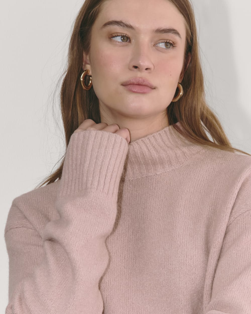 The Mockneck Sweater in Plush Cotton | Dusty Rose