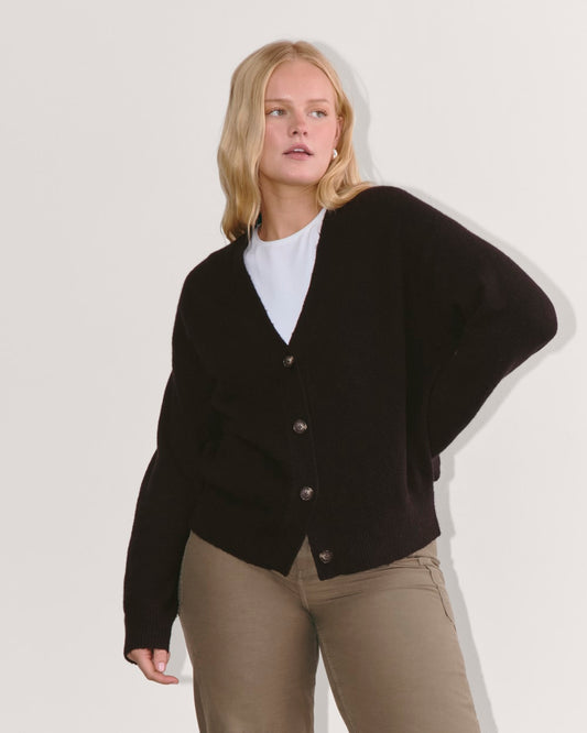 The Cocoon Cardigan in Plush Cotton | Black