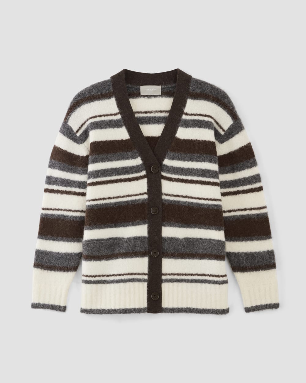 The SuperFuzz Alpaca Cardigan | Bone / Hot Fudge / Heather Charcoal