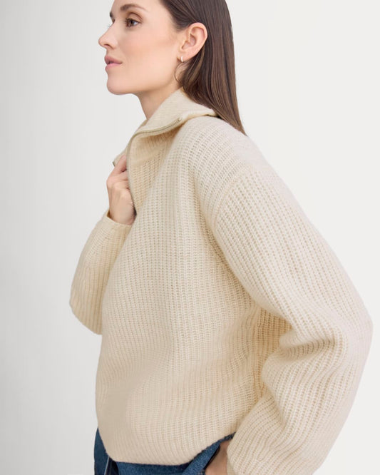 The Half-Zip Sweater in Luxe Merino | Heathered Oat