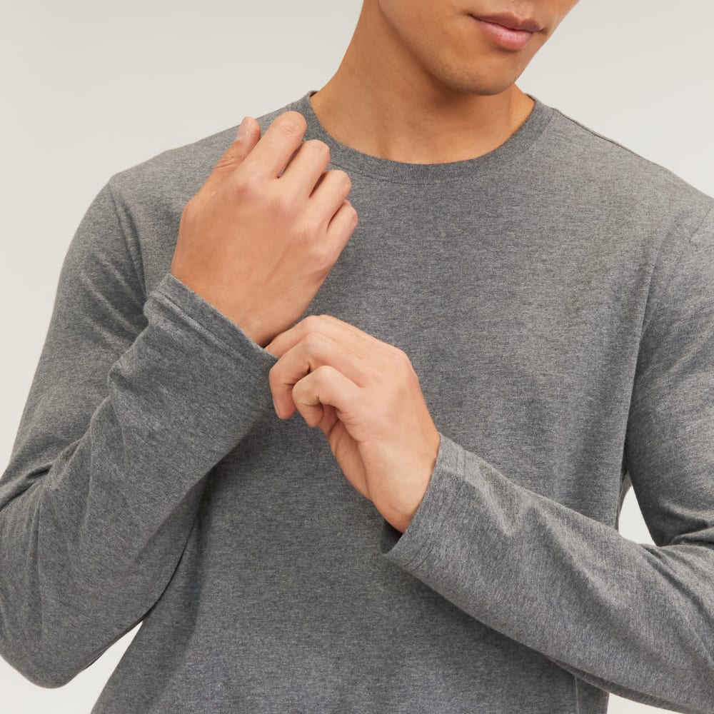 The Essential Organic Long-Sleeve Tee | Heathered Charcoal