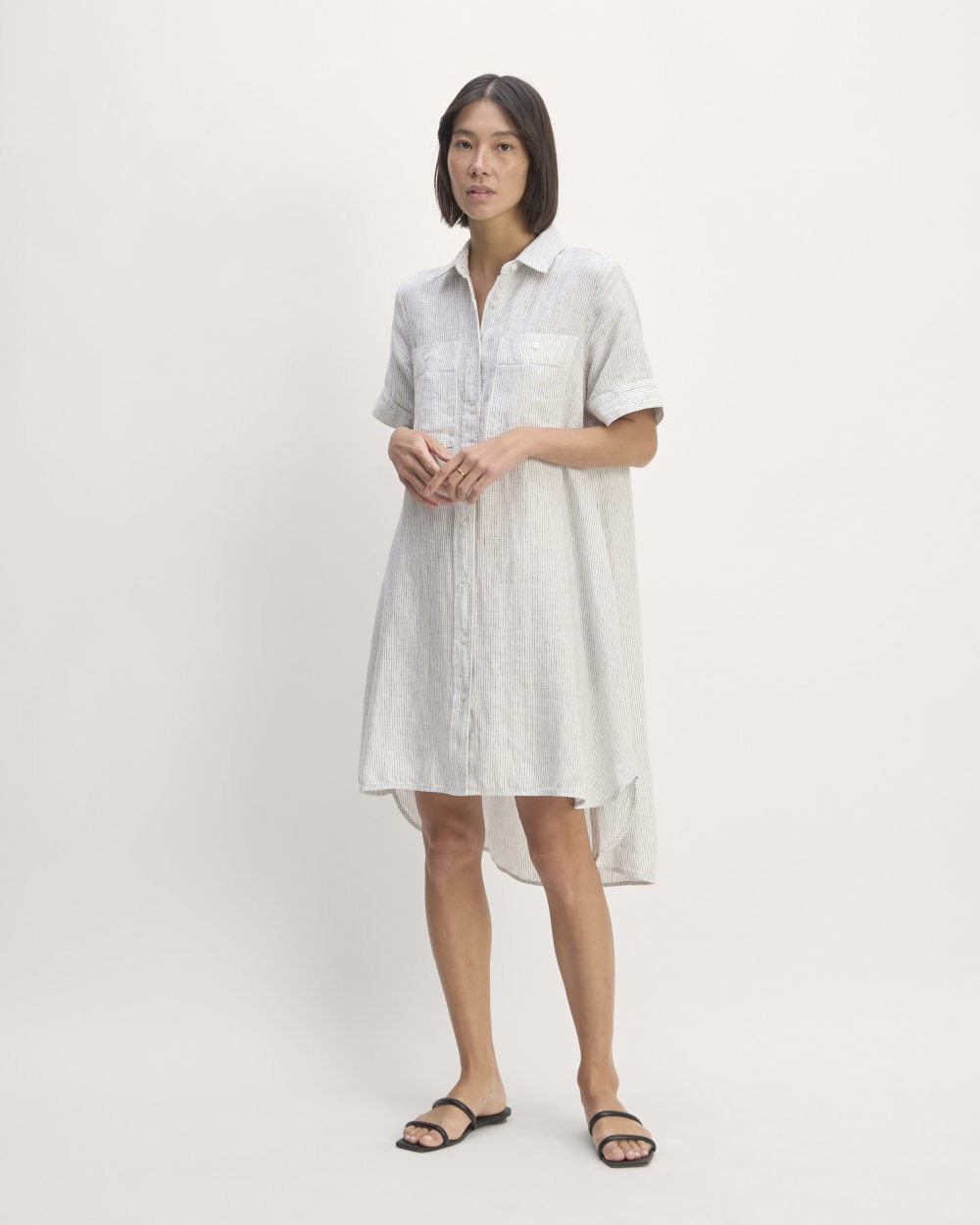 The Daytripper Dress in Linen | White / Black