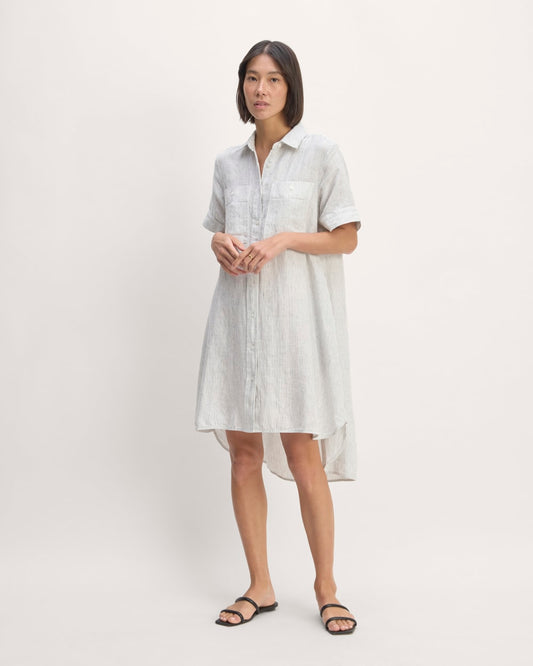 The Daytripper Dress in Linen | White / Black