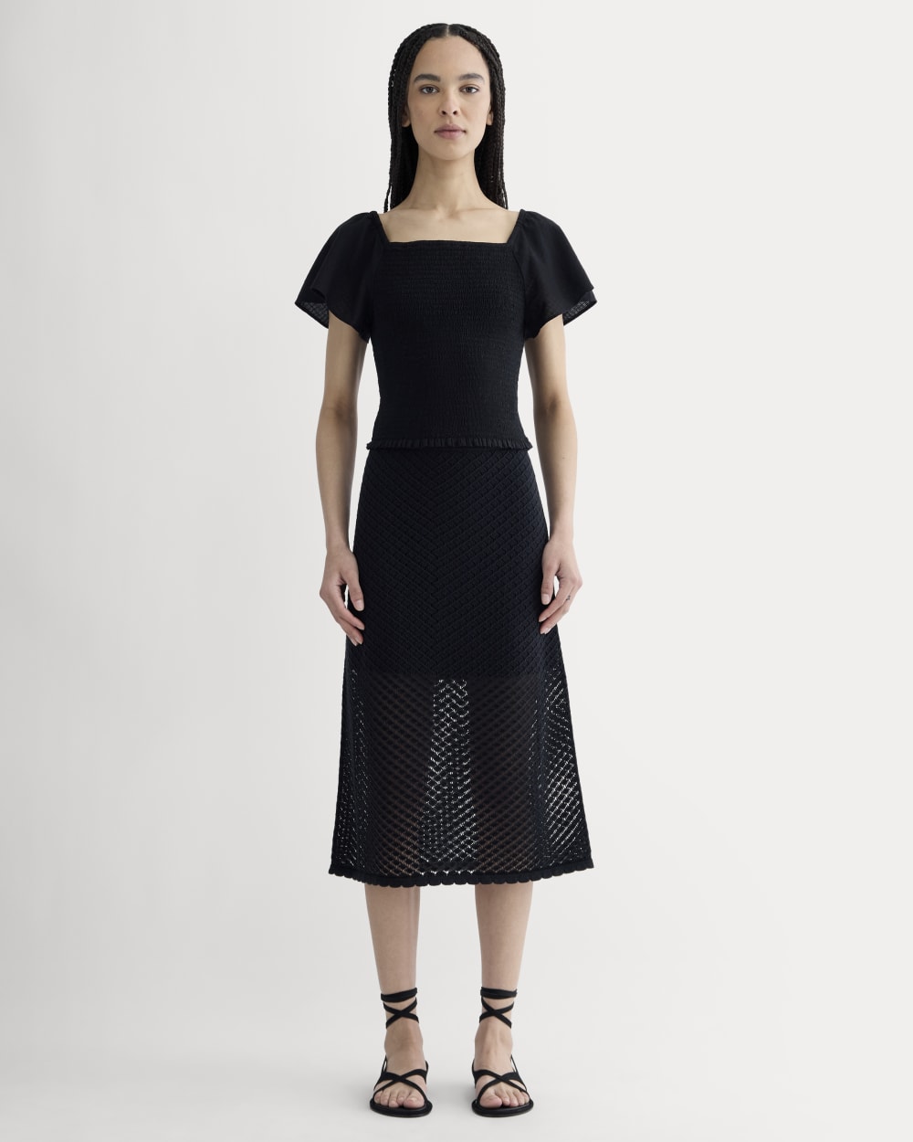 The Gauze Smocked Top | Black