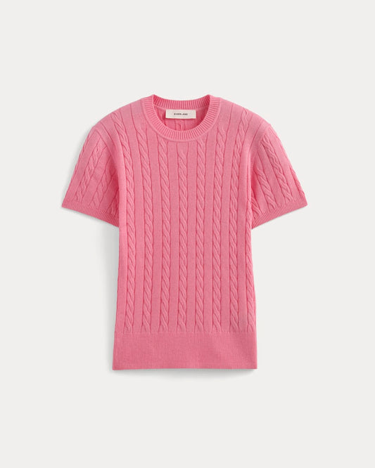 The Cable Crew in Cotton Cashmere | Deep Pink