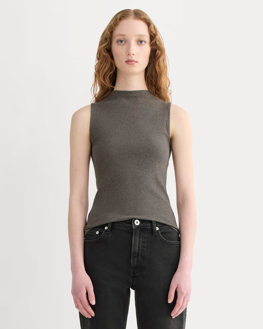 The Luxe Rib Funnel-Neck Tank | Heathered Fatigue