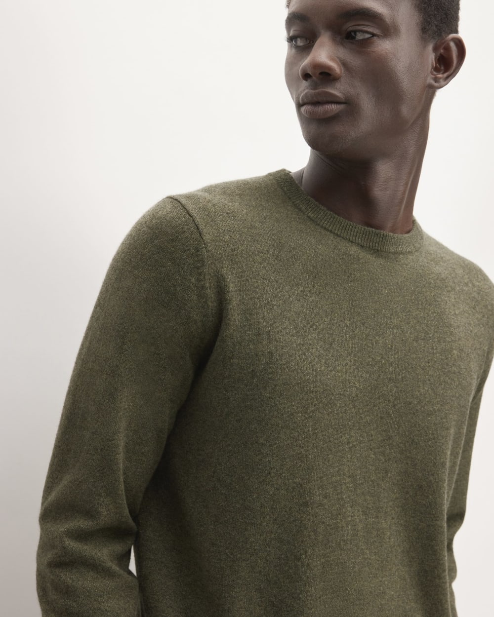 The Grade-A Cashmere Crew | Heathered Army Green