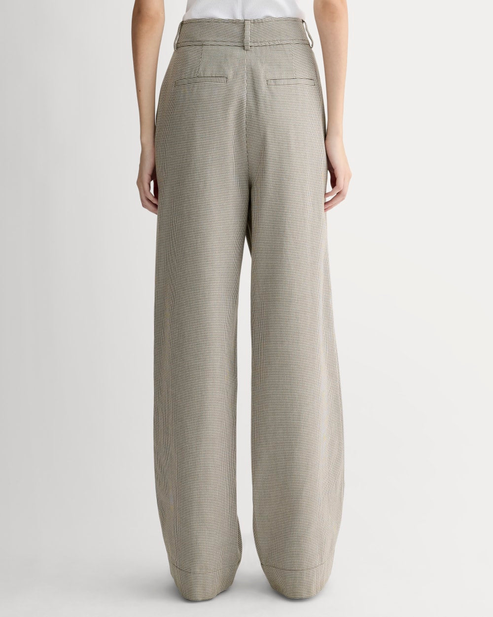 The Draper Pleated Pant in Buttersmooth | Deep Taupe Mini Gingham  | 30 Inseam