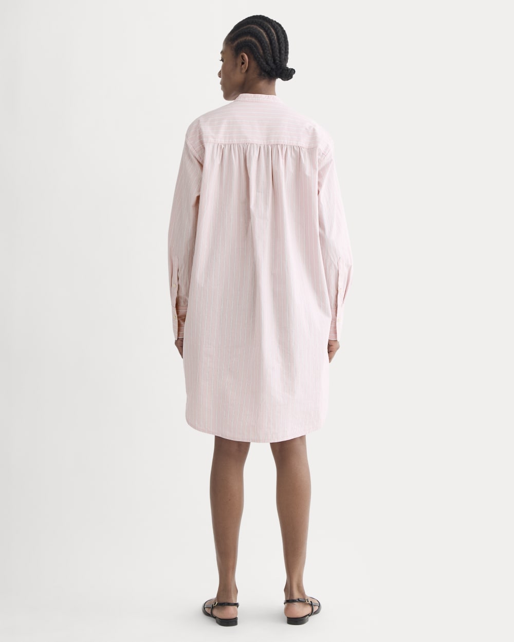 The Relaxed Shirt Dress in Ultrasoft Cotton | Pink / White