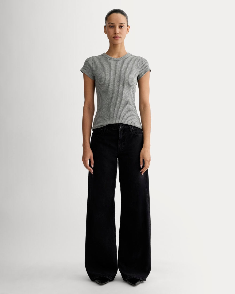 The Cozy Rib Tee | Mid Heather Grey