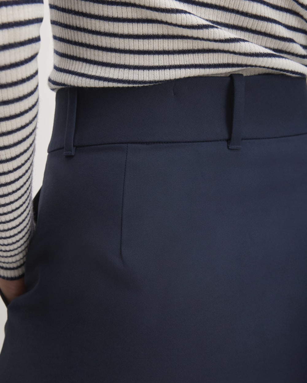 The Structured Cotton A-Line Skirt | Navy