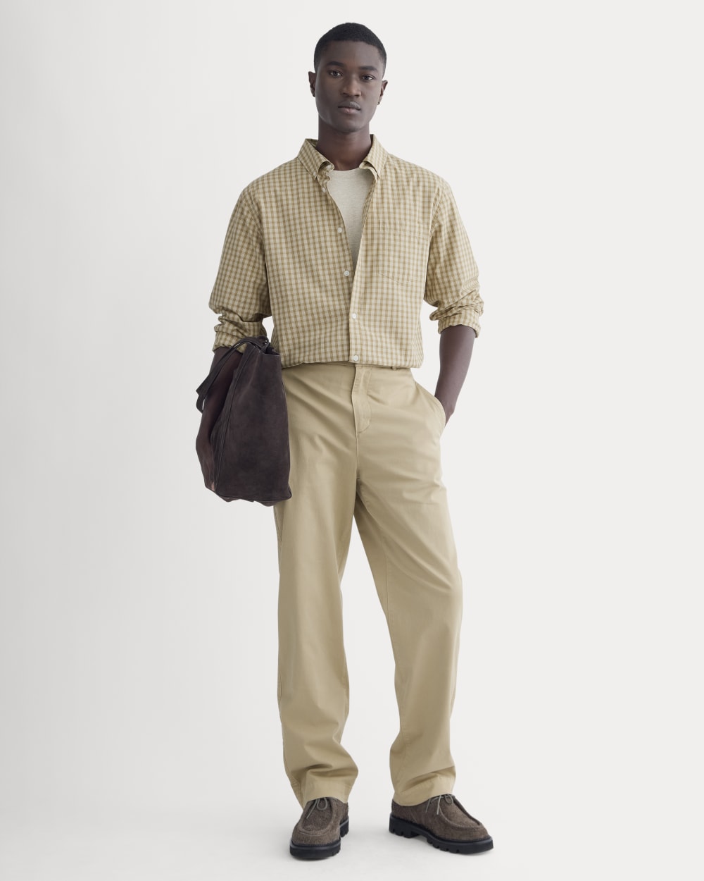 Washed Poplin Shirt | Aged Brass Plaid